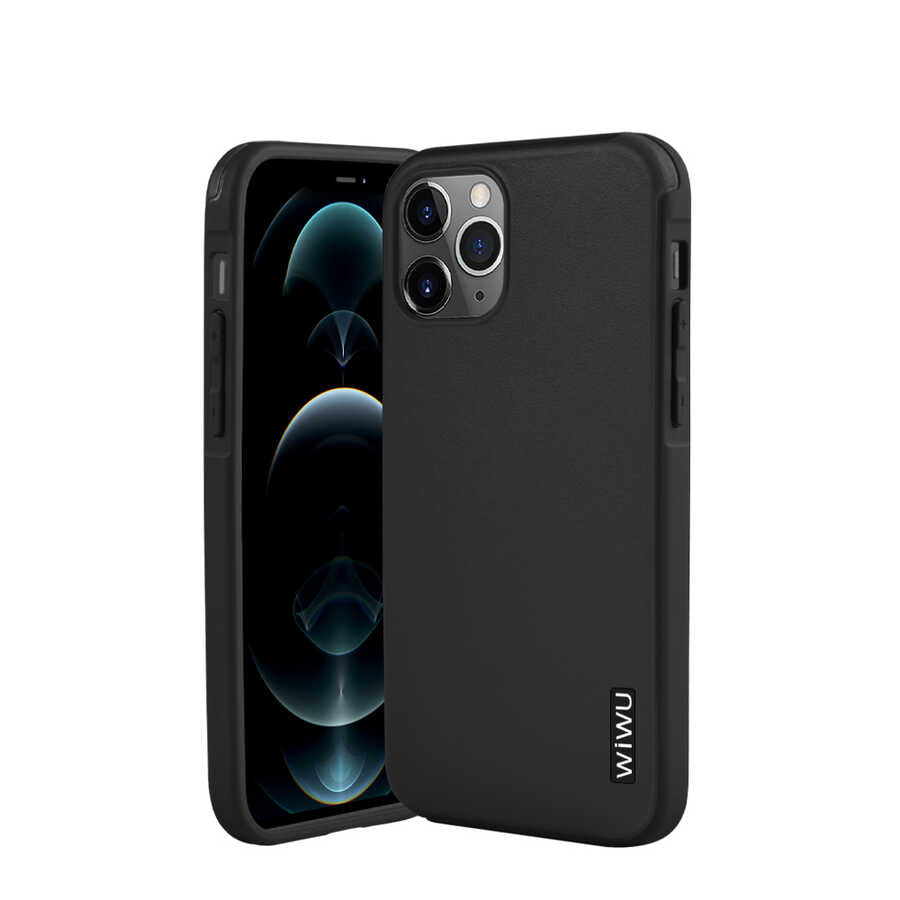 Apple iPhone 12 Pro Kılıf Wiwu Sand Stone Kapak Siyah