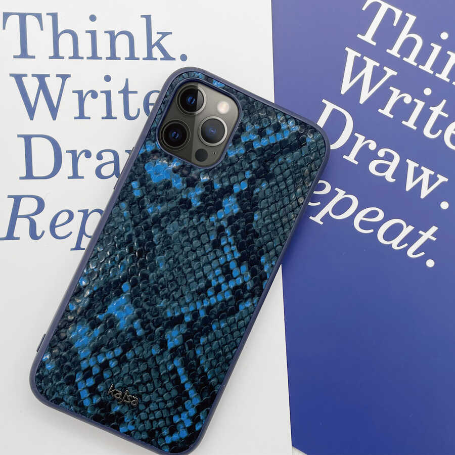 Apple iPhone 12 Pro Max Kılıf Kajsa Glamorous Serisi Snake Pattern Kapak Siyah
