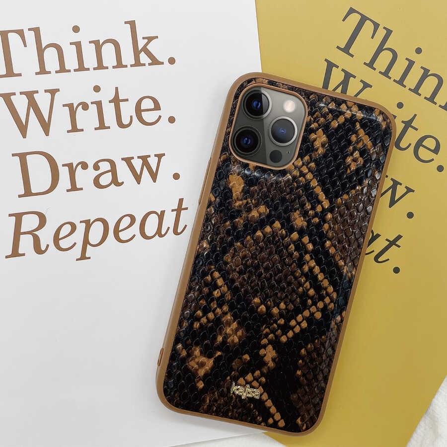 Apple iPhone 12 Pro Max Kılıf Kajsa Glamorous Serisi Snake Pattern Kapak Mavi