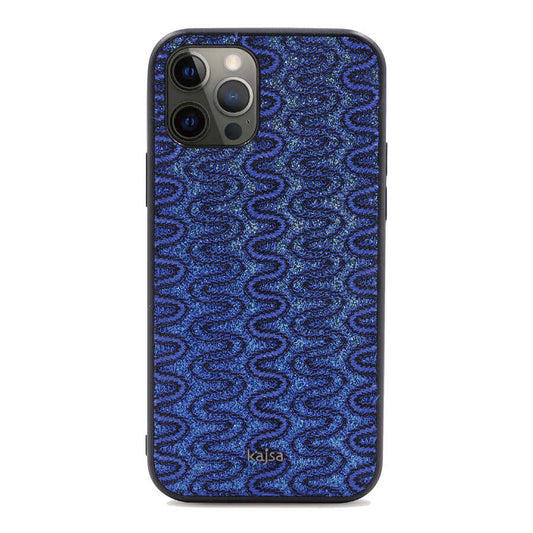 Apple iPhone 12 Pro Max Kılıf Kajsa Glamorous Serisi Waterfall Pattern Kapak Mavi