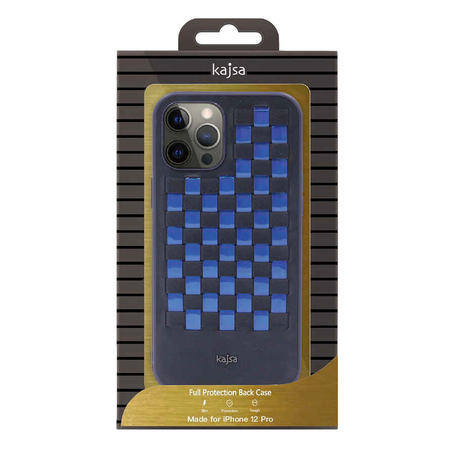 Apple iPhone 12 Pro Max Kılıf Kajsa Preppie Serisi Spotlight Woven Kapak Koyu Yeşil