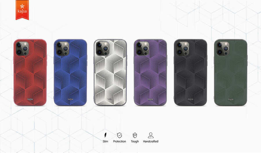 Apple iPhone 12 Pro Max Kılıf Kajsa Splendid Serisi 3D Cube Kapak Mor