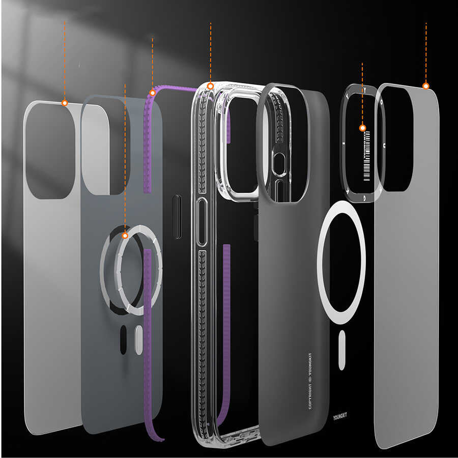 Apple iPhone 12 Pro Max Kılıf Magsafe Şarj Özellikli Youngkit Jane Sand Serisi Kapak Mavi