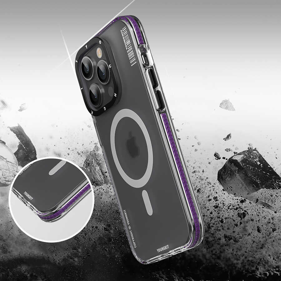 Apple iPhone 12 Pro Max Kılıf Magsafe Şarj Özellikli Youngkit Jane Sand Serisi Kapak Mavi