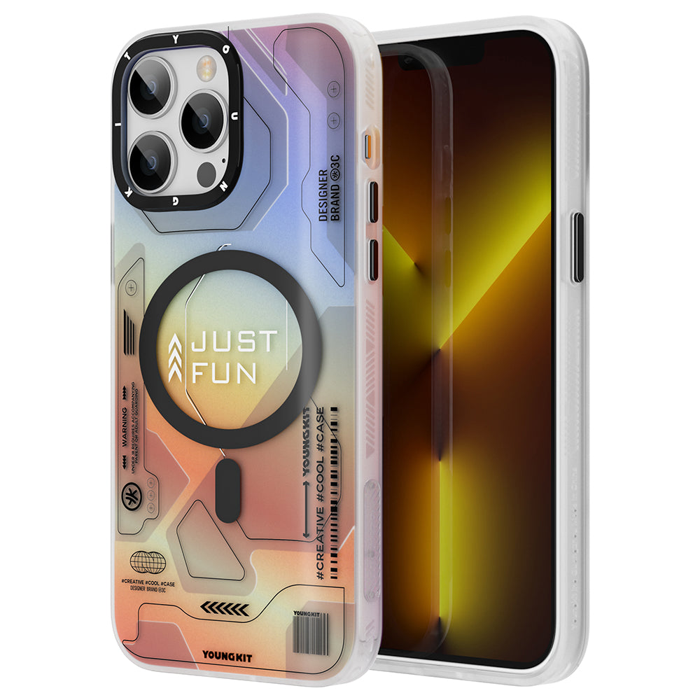 Apple iPhone 12 Pro Max Kılıf Magsafe Şarj Özellikli YoungKit Metaverse Serisi Kapak Yeşil