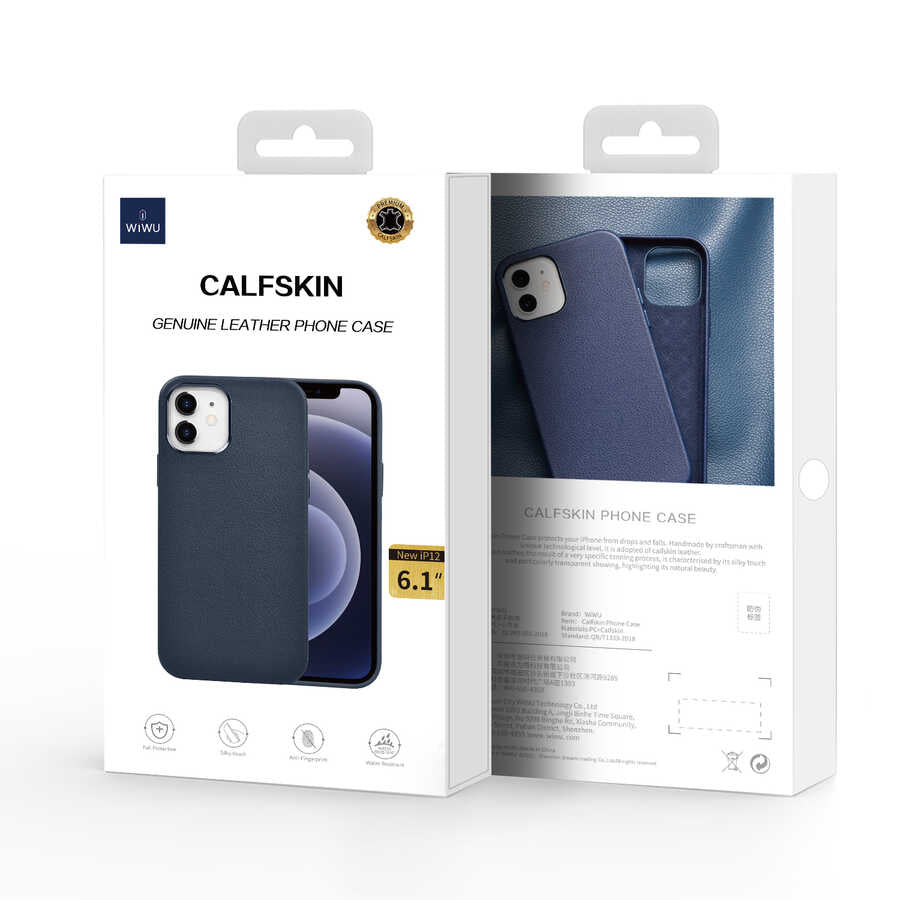 Apple iPhone 12 Pro Max Kılıf Wiwu Calfskin Kapak Siyah
