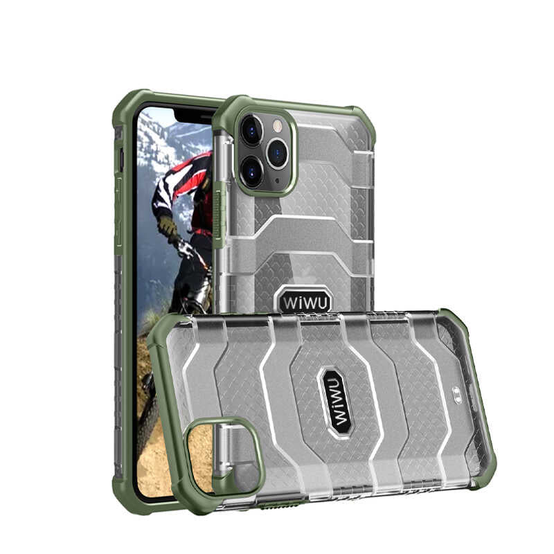 Apple iPhone 12 Pro Max Kılıf Wiwu Voyager Kapak Koyu Yeşil