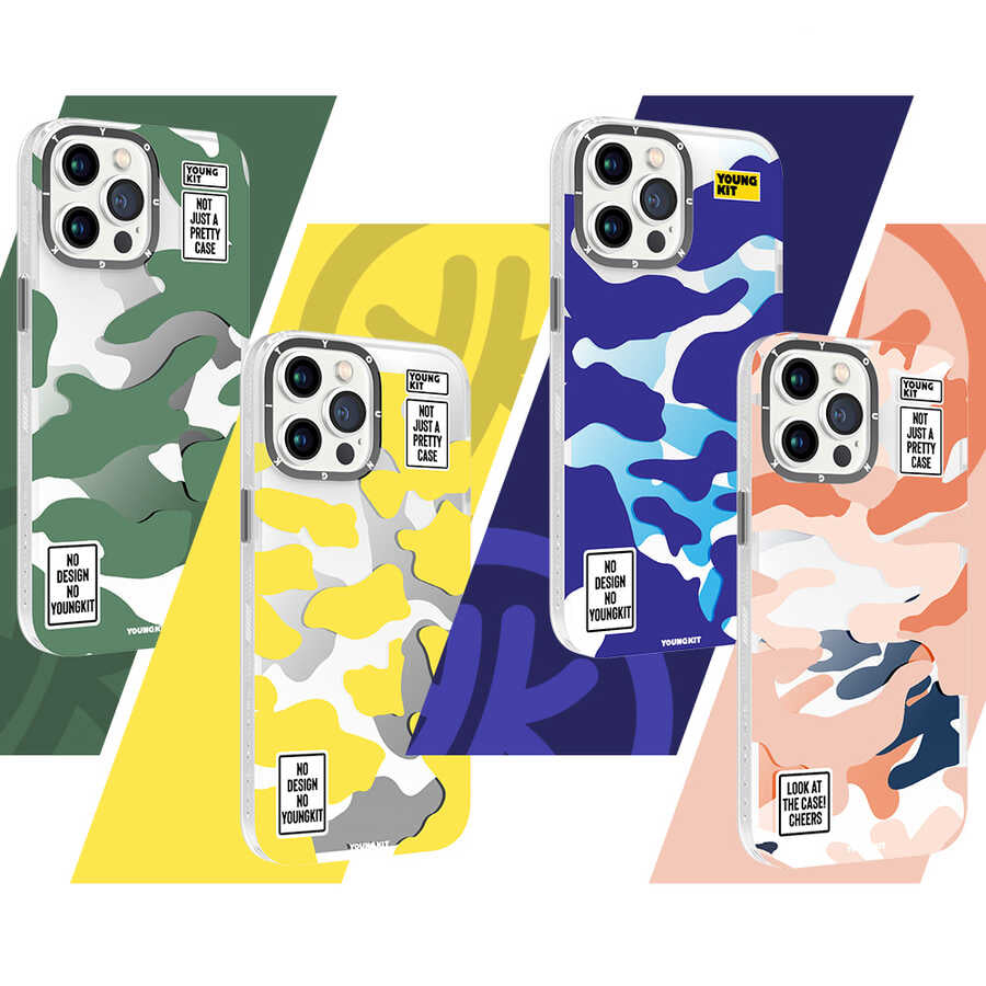 Apple iPhone 12 Pro Max Kılıf YoungKit Kamuflaj Serisi Kapak Mavi