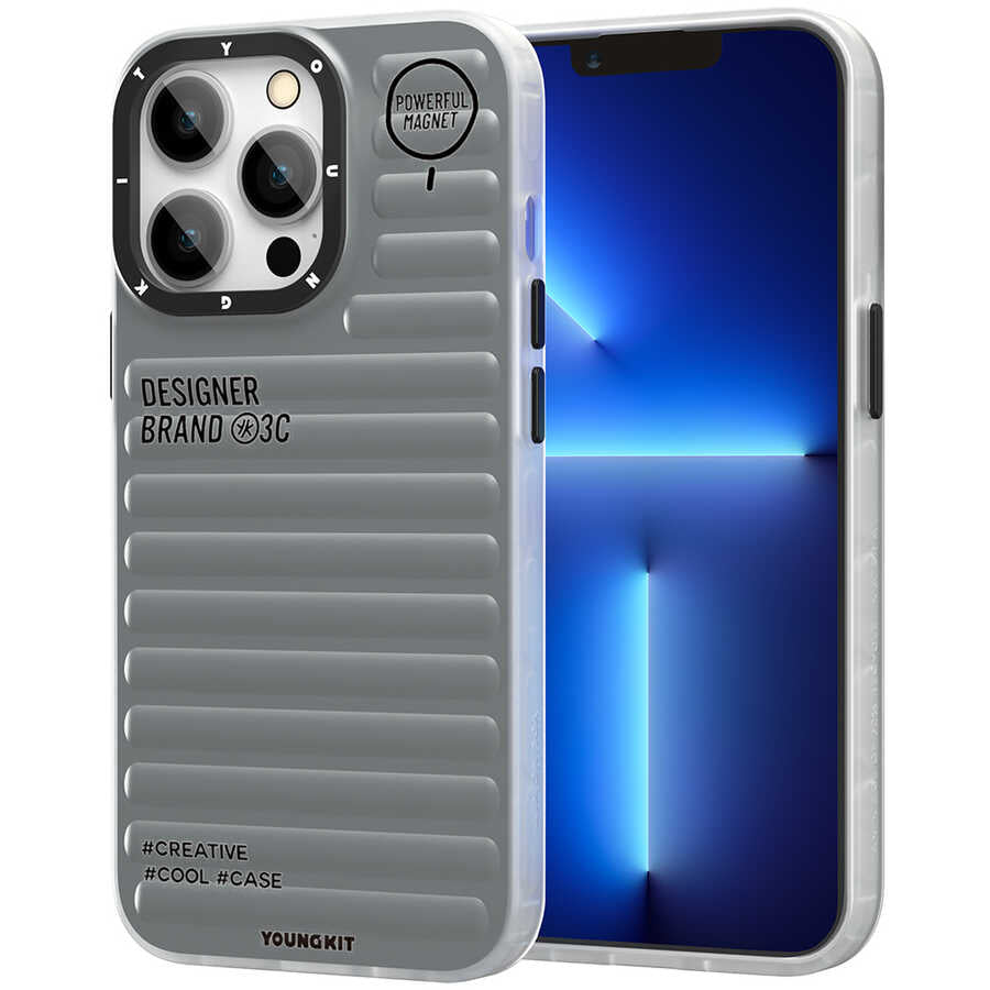 Apple iPhone 12 Pro Max Kılıf YoungKit Plain Coloured Serisi Kapak Gri