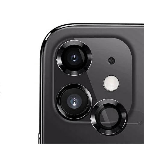 Apple iPhone 12 Zore CL-12 Premium Safir Parmak İzi Bırakmayan Anti-Reflective Kamera Lens Koruyucu Siyah