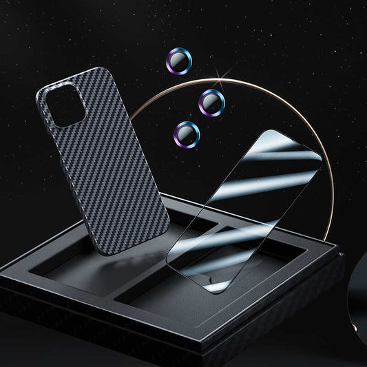 Apple iPhone 13 Kılıf Benks Aramid Magsafe 3 in 1 Set Siyah