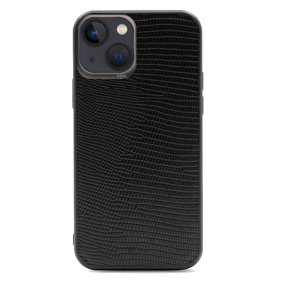 Apple iPhone 13 Kılıf Kajsa Preppie Collection Pu Deri Kapak Siyah