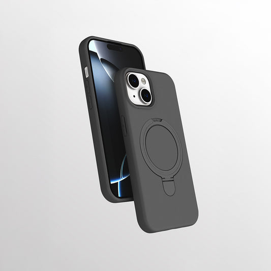 Apple iPhone 13 Kılıf M-safe Şarj Özellikli Standlı Zore Samara Kapak Titanyum-Gri