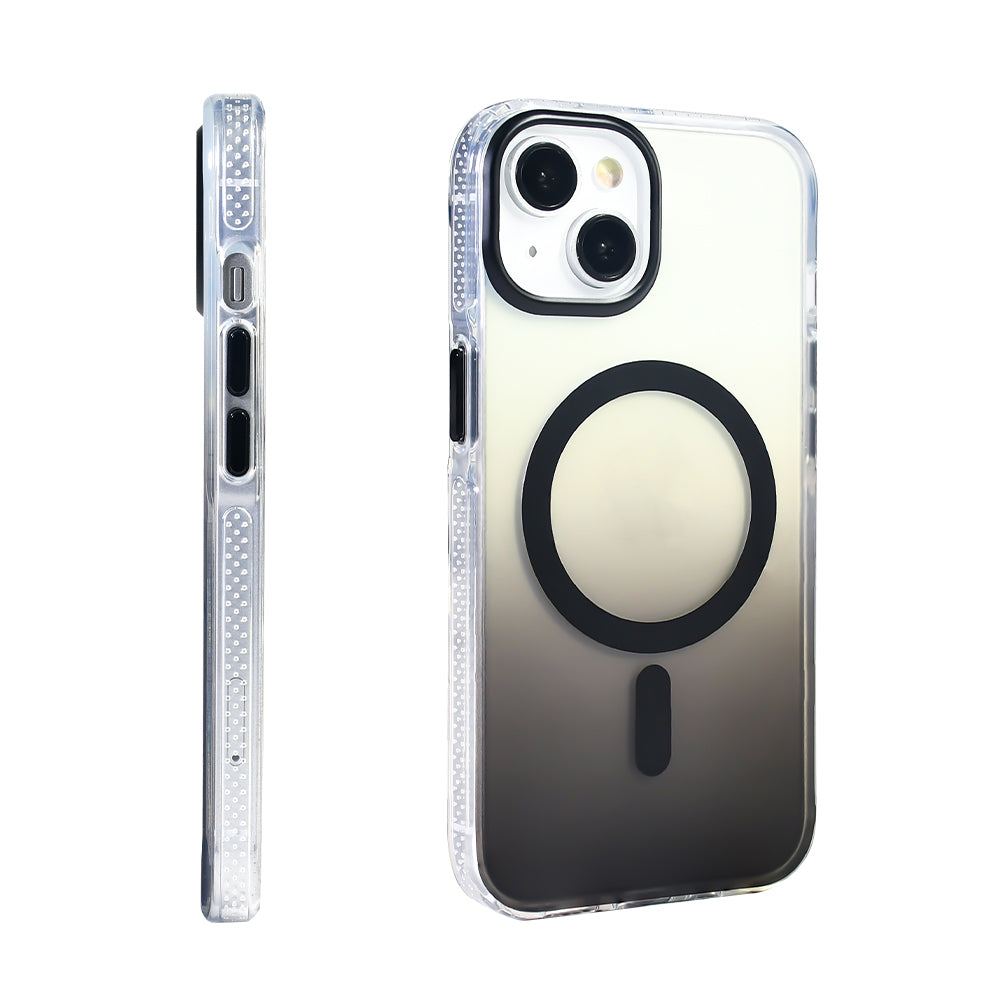 Apple iPhone 13 Kılıf M-safe Şarj Özellikli Transparan Renk Geçişli Zore Toros Kapak Turuncu