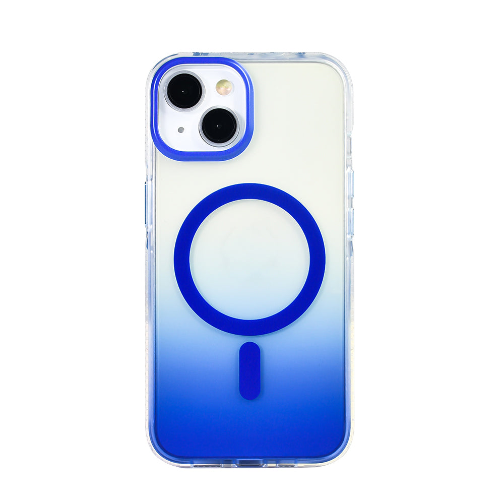 Apple iPhone 13 Kılıf M-safe Şarj Özellikli Transparan Renk Geçişli Zore Toros Kapak Mor