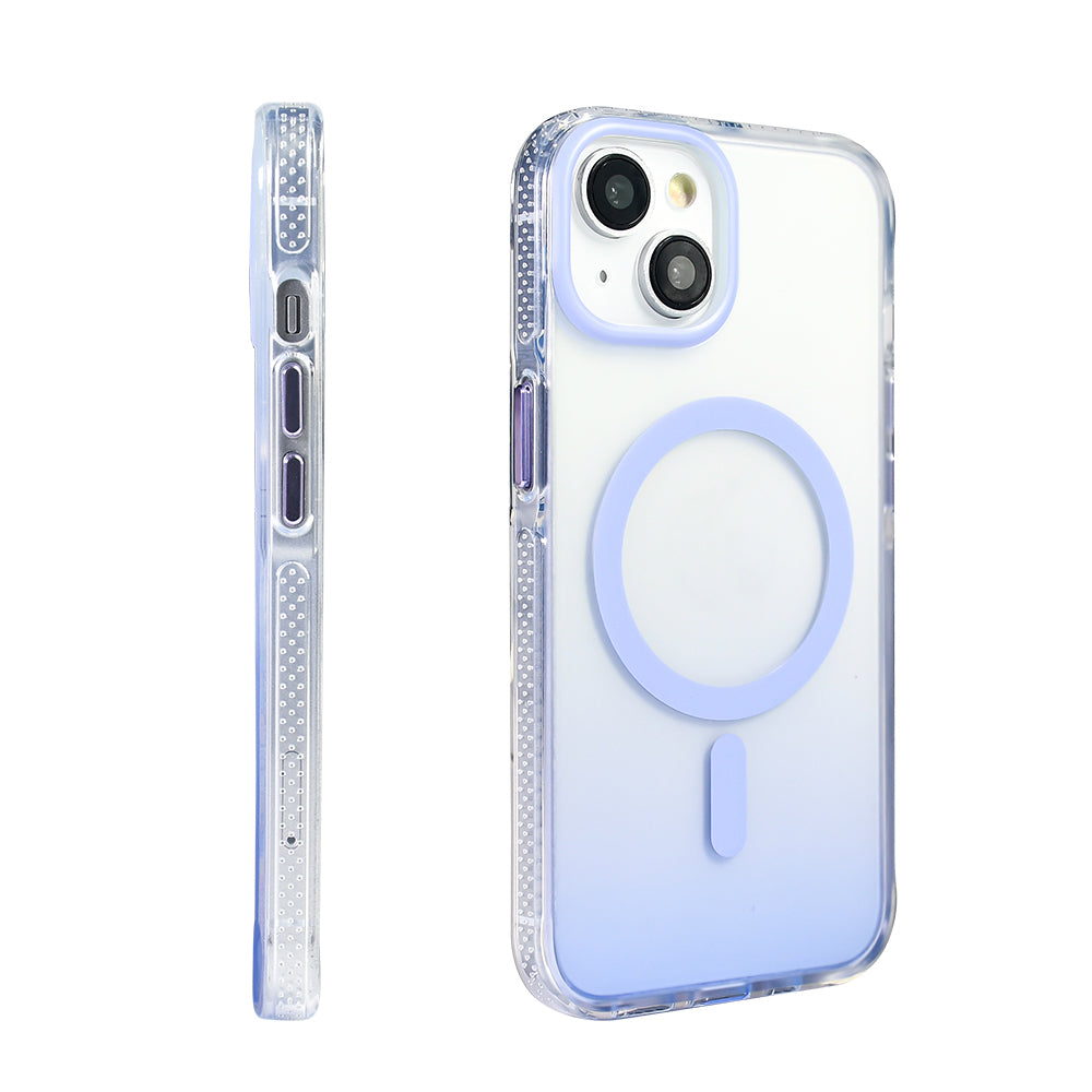 Apple iPhone 13 Kılıf M-safe Şarj Özellikli Transparan Renk Geçişli Zore Toros Kapak Gri