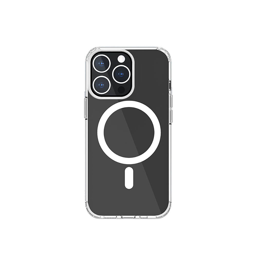Apple iPhone 13 Kılıf Magsafe Şarj Özellikli Airbagli Şeffaf PC Arka Yüzey Recci Magnetik Suction Serisi Kapak Şeffaf