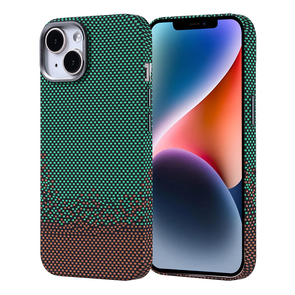 Apple iPhone 13 Kılıf M-safe Şarj Özellikli Karbon Fiber Görünümlü Zore Nekst Kapak Yeşil