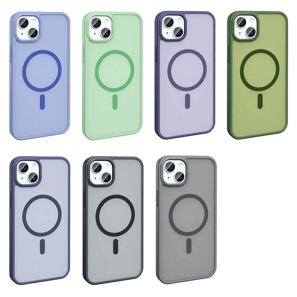 Apple iPhone 13 Kılıf M-safe Şarj Özellikli Mat Arka Yüzey Zore Sio Kapak Koyu Mor