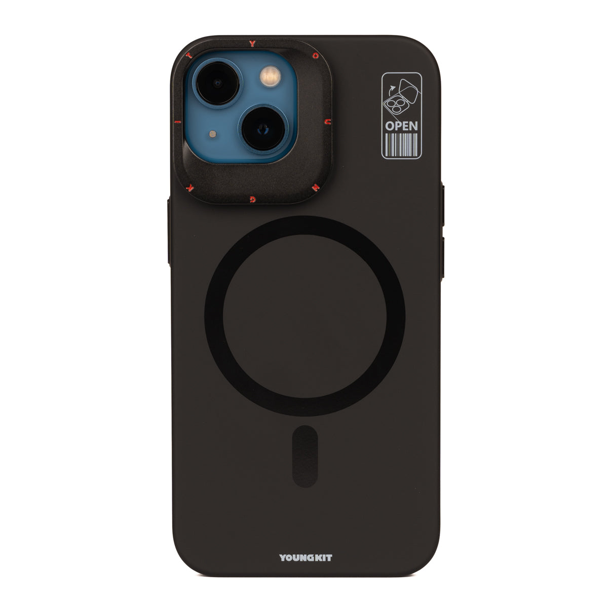 Apple iPhone 13 Kılıf Magsafe Şarj Özellikli Standlı YoungKit Hermit Bracket Serisi Kapak Siyah