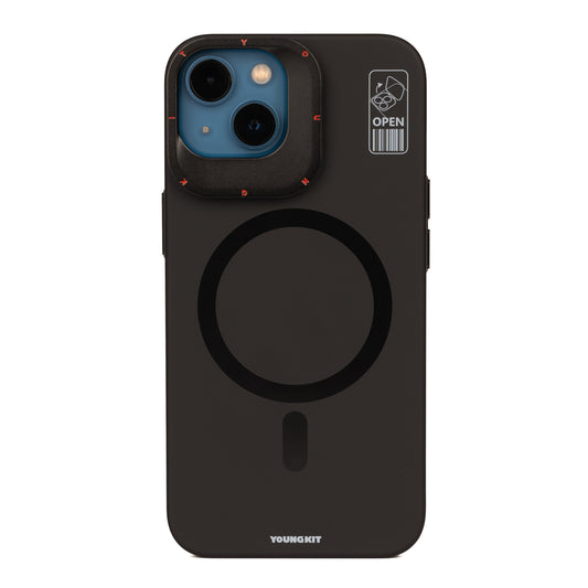 Apple iPhone 13 Kılıf Magsafe Şarj Özellikli Standlı YoungKit Hermit Bracket Serisi Kapak Siyah