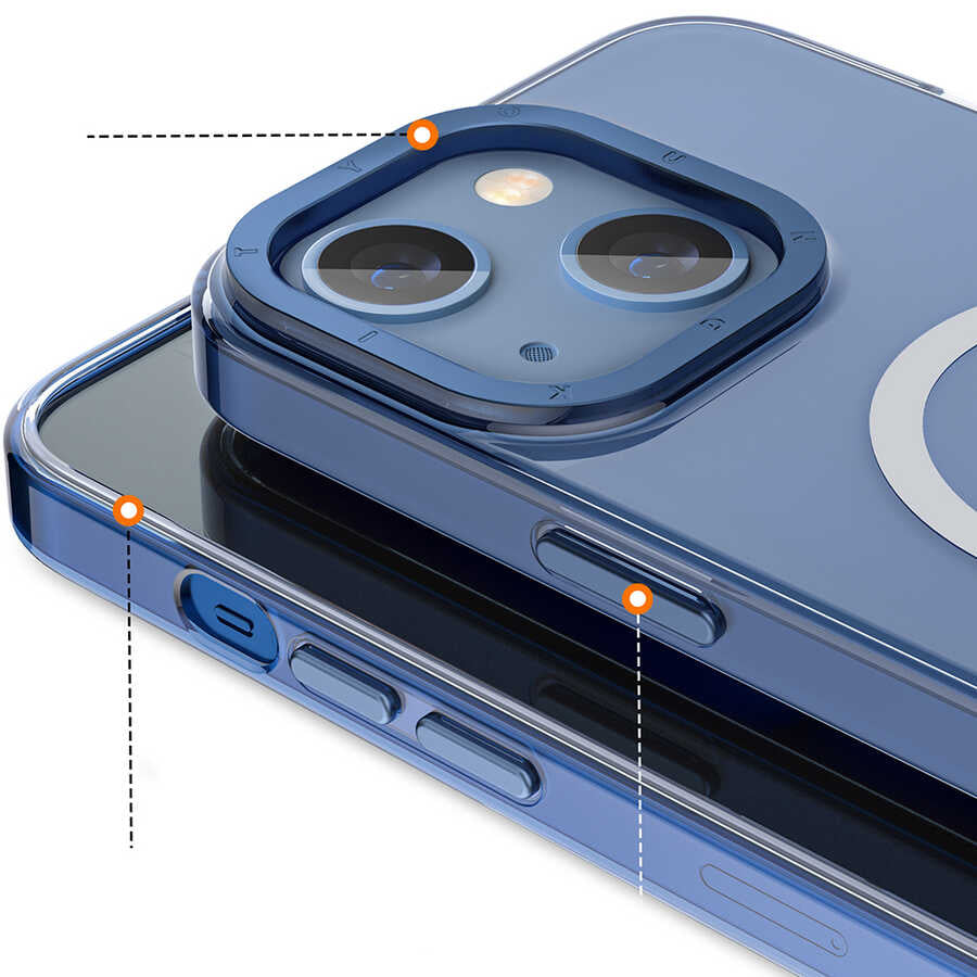 Apple iPhone 13 Kılıf Magsafe Şarj Özellikli Youngkit Coloured Glaze Serisi Kapak Beyaz