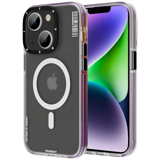 Apple iPhone 13 Kılıf Magsafe Şarj Özellikli Youngkit Jane Sand Serisi Kapak Derin Mor