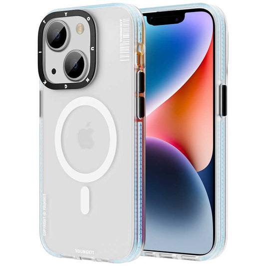 Apple iPhone 13 Kılıf Magsafe Şarj Özellikli Youngkit Jane Sand Serisi Kapak Mavi