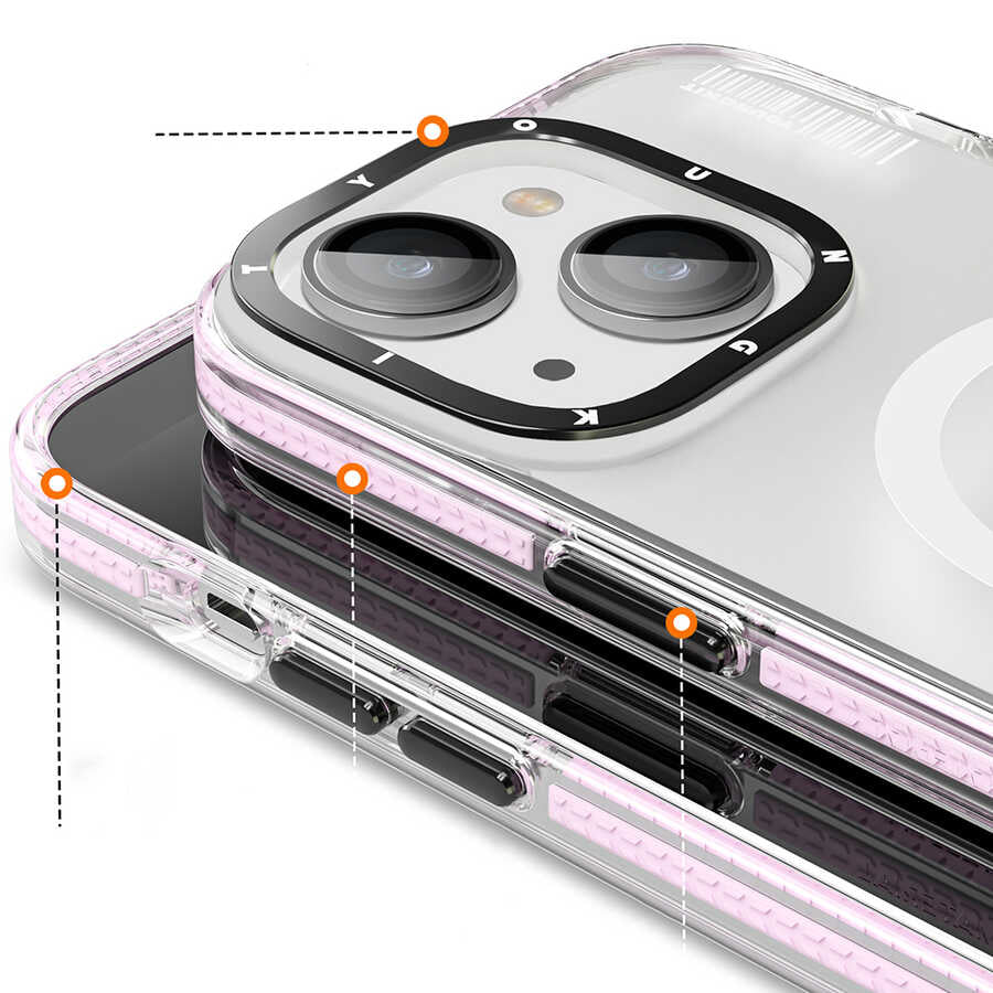 Apple iPhone 13 Kılıf Magsafe Şarj Özellikli Youngkit Jane Sand Serisi Kapak Pembe