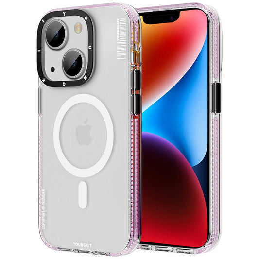 Apple iPhone 13 Kılıf Magsafe Şarj Özellikli Youngkit Jane Sand Serisi Kapak Pembe