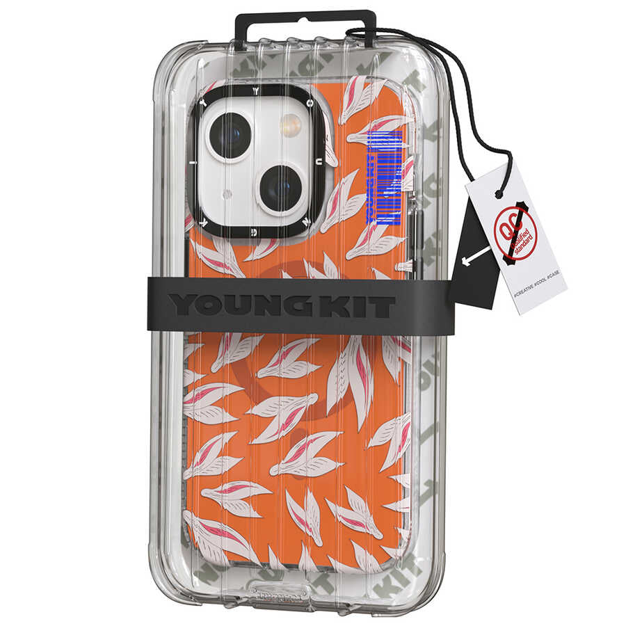 Apple iPhone 13 Kılıf Magsafe Şarj Özellikli Youngkit Play Rabbit Serisi Kapak Sarı