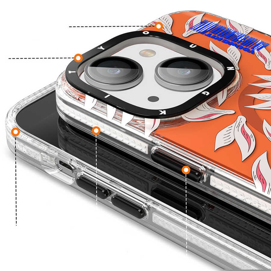 Apple iPhone 13 Kılıf Magsafe Şarj Özellikli Youngkit Play Rabbit Serisi Kapak Sarı