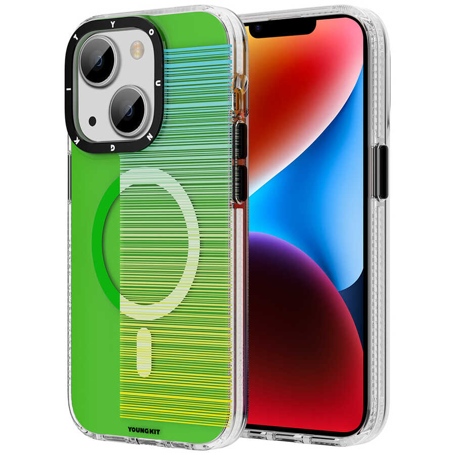 Apple iPhone 13 Kılıf Magsafe Şarj Özellikli Youngkit Pure Serisi Kapak Yeşil