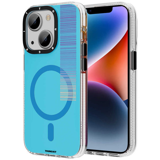Apple iPhone 13 Kılıf Magsafe Şarj Özellikli Youngkit Pure Serisi Kapak Mavi