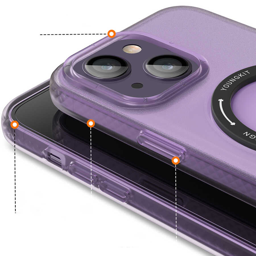 Apple iPhone 13 Kılıf Magsafe Şarj Özellikli Youngkit Rock Serisi Kapak Siyah