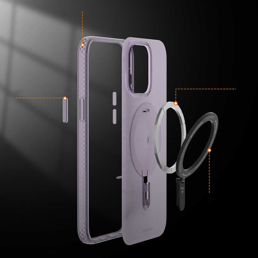 Apple iPhone 13 Kılıf Magsafe Şarj Özellikli Youngkit Rock Serisi Kapak Derin Mor