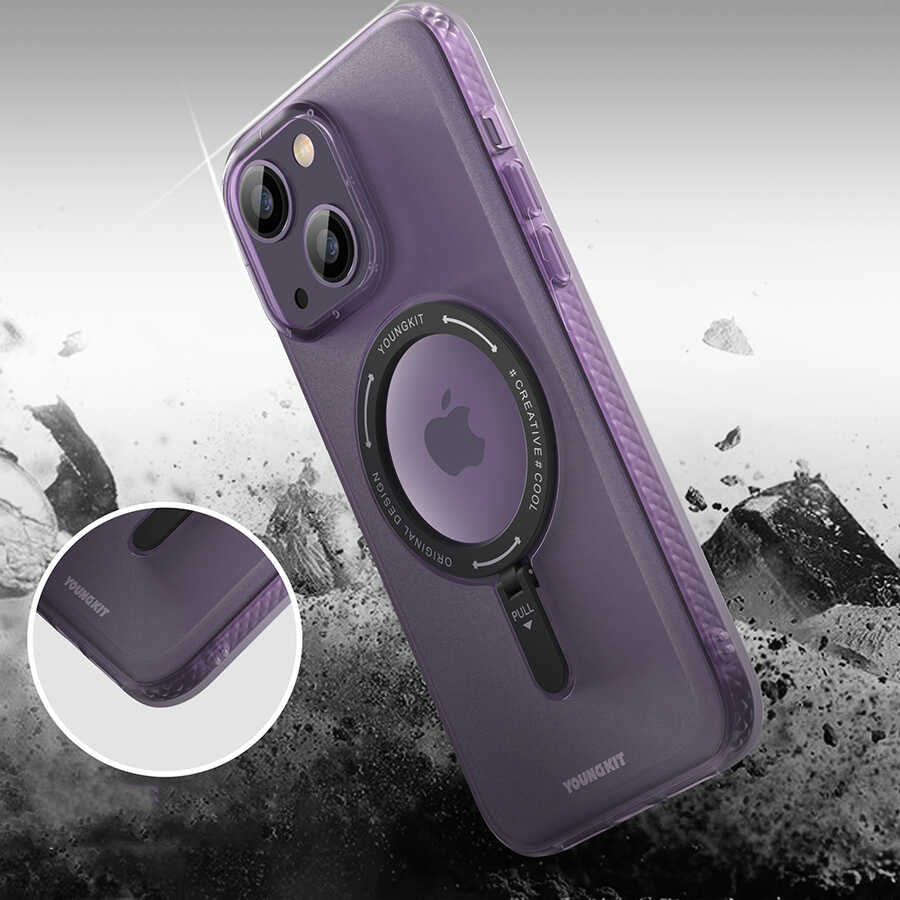 Apple iPhone 13 Kılıf Magsafe Şarj Özellikli Youngkit Rock Serisi Kapak Mavi