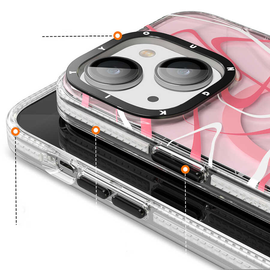 Apple iPhone 13 Kılıf Magsafe Şarj Özellikli Youngkit Water-Ink Serisi Kapak Yeşil