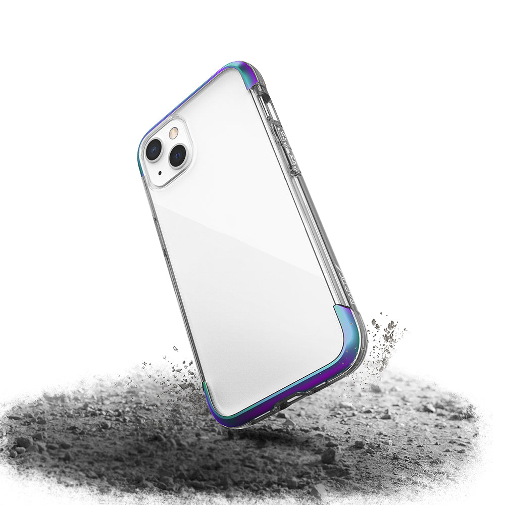 Apple iPhone 13 Kılıf Raptic Air Serisi Airbag Tasarımlı Metal Köşelikli Şeffaf Kapak Mavi