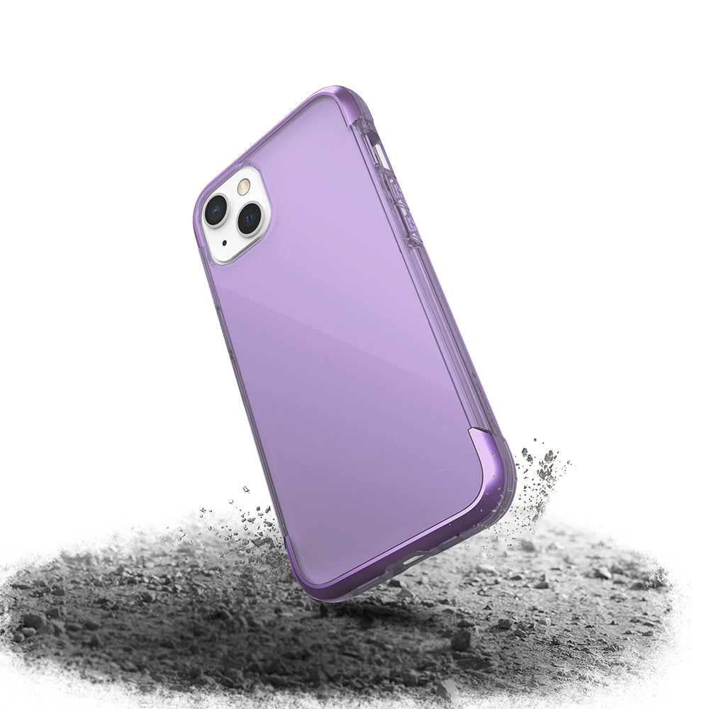 Apple iPhone 13 Kılıf Raptic Air Serisi Airbag Tasarımlı Metal Köşelikli Şeffaf Kapak Mor