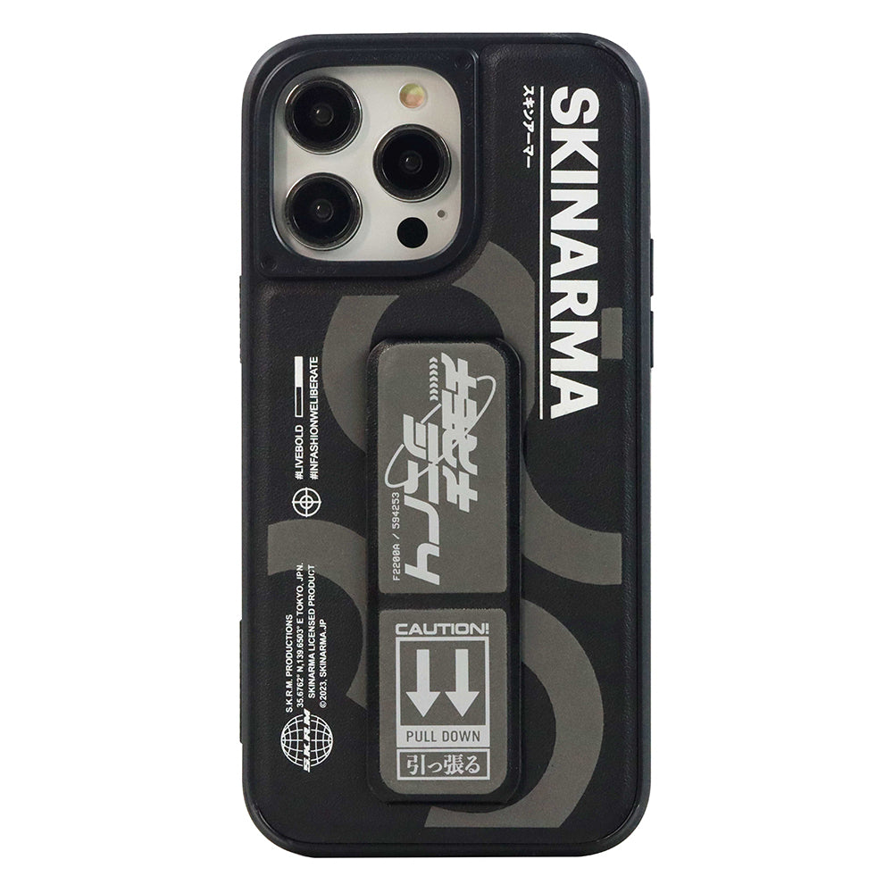 Apple iPhone 13 Kılıf Skinarma Standlı Deri Görünümlü Bango Kapak Gri