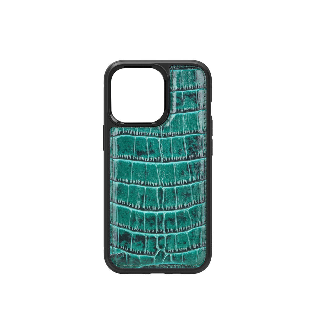 Apple iPhone 13 Kılıf Wiwu Croco Pattern Calfskin Orjinal Deri Kapak Kahverengi