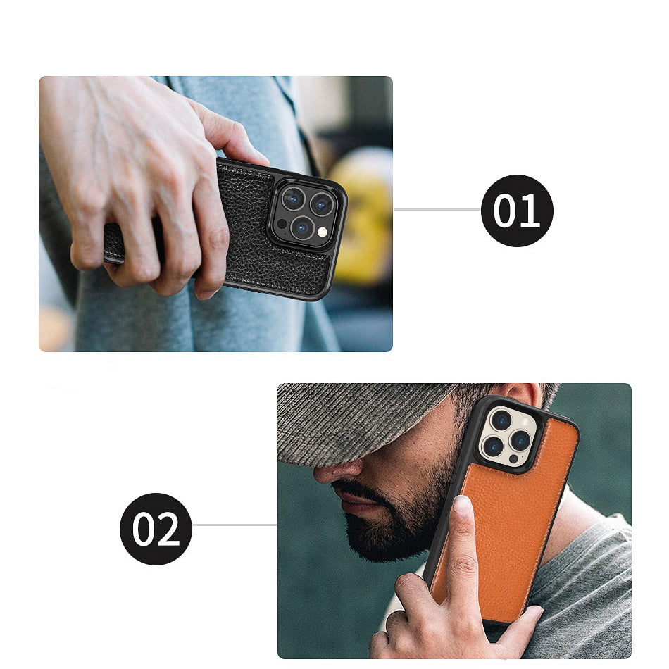 Apple iPhone 13 Kılıf Wiwu Genuine Leather Plastic Calfskin Orjinal Deri Kapak Yeşil