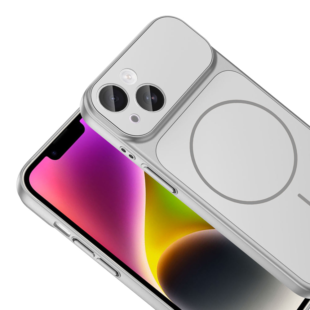 Apple iPhone 13 Kılıf Zore M-Safe Şarj Özellikli Kamera Korumalı Formen Kapak Gold