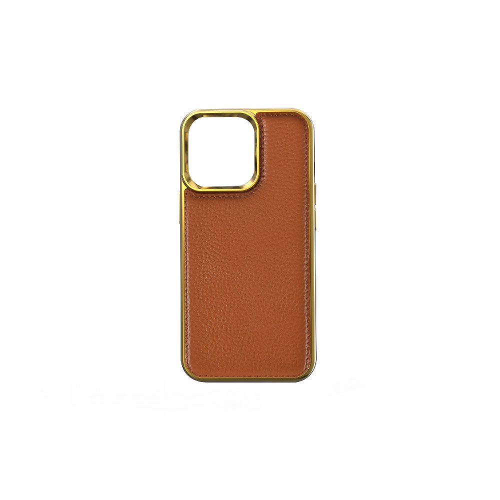 Apple iPhone 13 Mini Kılıf Wiwu Genuine Leather Gold Calfskin Orjinal Deri Kapak Mavi