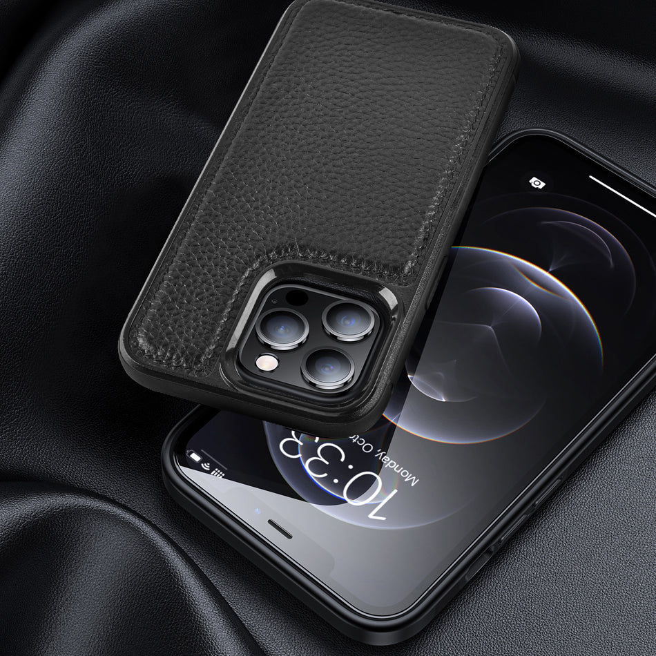 Apple iPhone 13 Mini Kılıf Wiwu Genuine Leather Plastic Calfskin Orjinal Deri Kapak Kahverengi