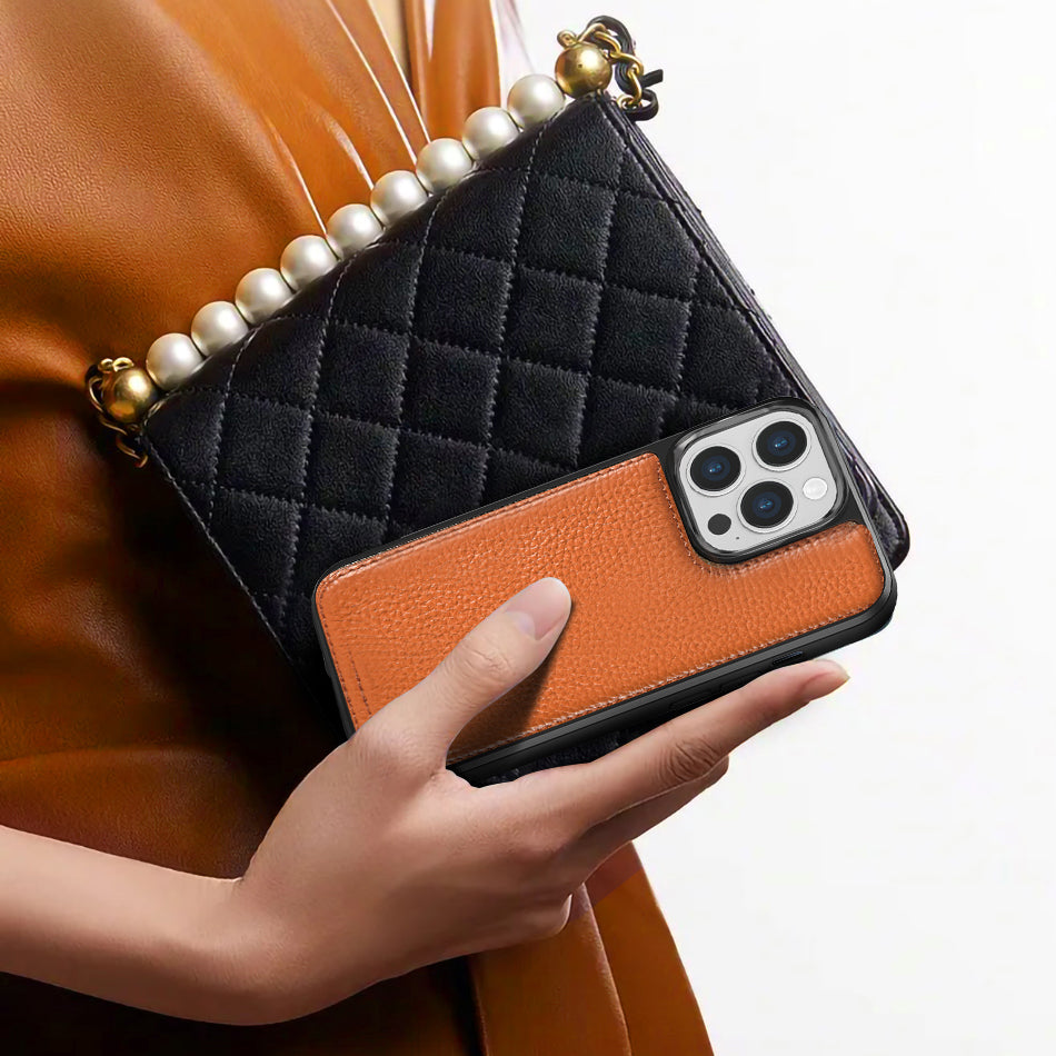 Apple iPhone 13 Mini Kılıf Wiwu Genuine Leather Plastic Calfskin Orjinal Deri Kapak Kahverengi