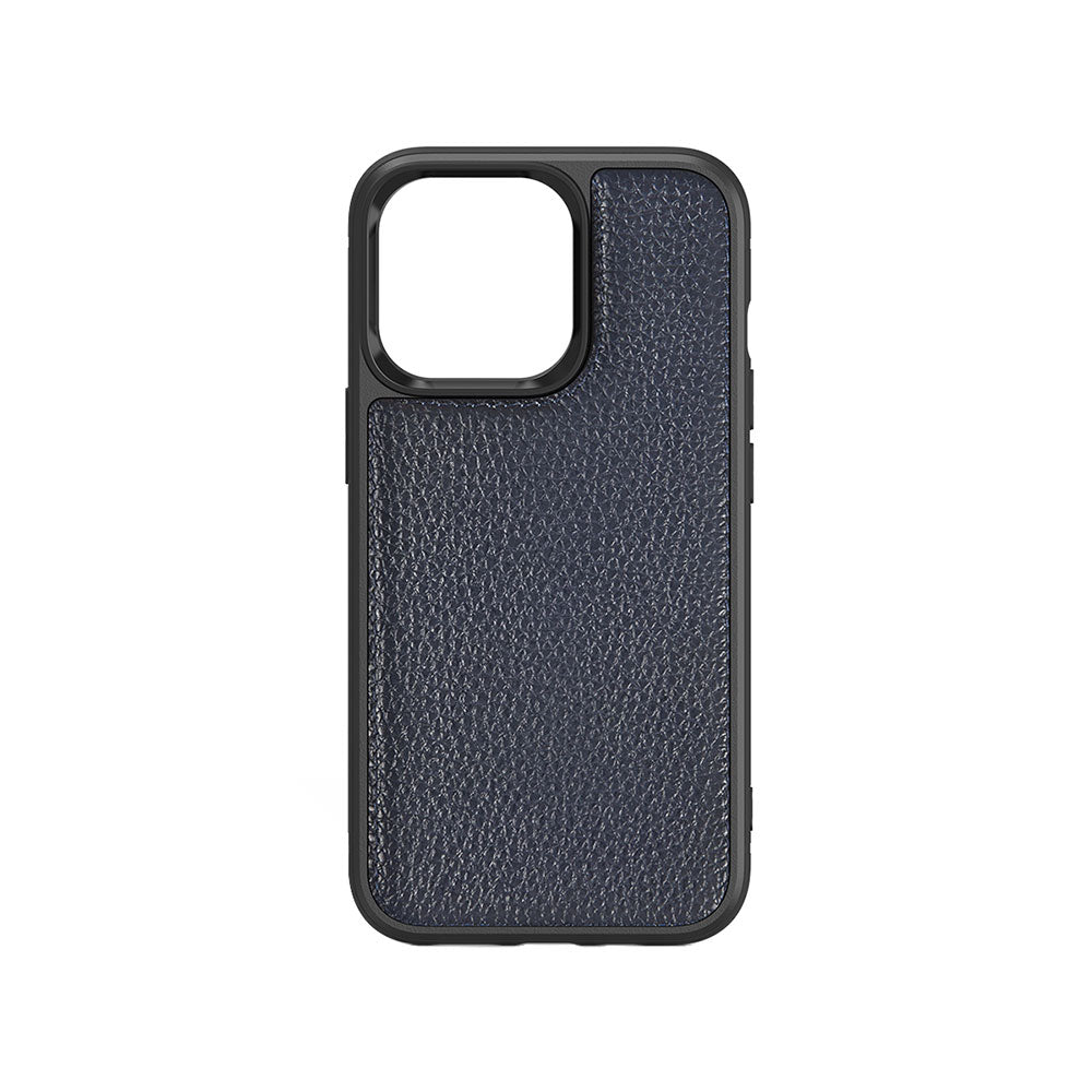 Apple iPhone 13 Mini Kılıf Wiwu Genuine Leather Plastic Calfskin Orjinal Deri Kapak Mavi