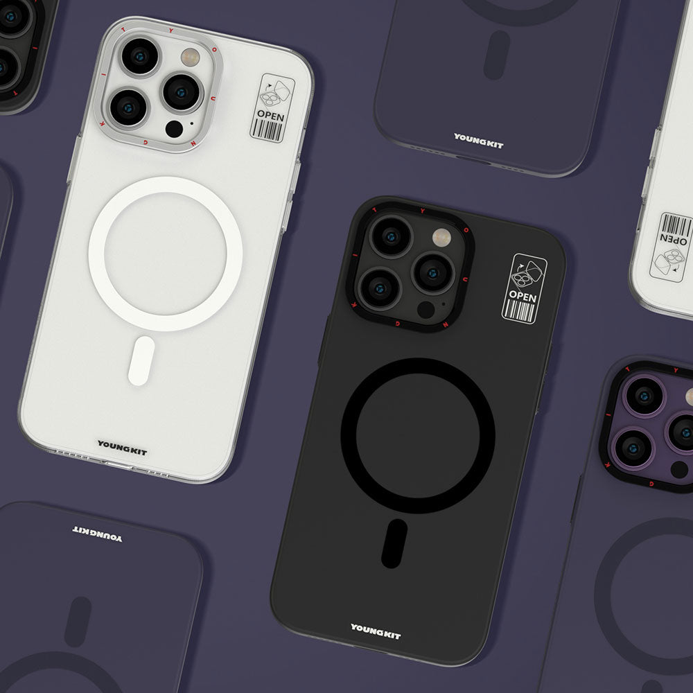 Apple iPhone 13 Pro Kılıf Magsafe Şarj Özellikli Standlı YoungKit Hermit Bracket Serisi Kapak Siyah