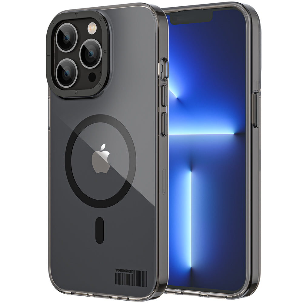 Apple iPhone 13 Pro Kılıf Magsafe Şarj Özellikli Youngkit Coloured Glaze Serisi Kapak Siyah